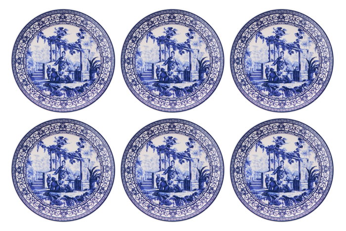 Hermia Antique Serv Blue Juego de Platos de Servicio (6 Piezas) Azul y Blanco Hermia Antique Serv Blue Juego de Platos de Servicio (6 Piezas) Azul y Blanco